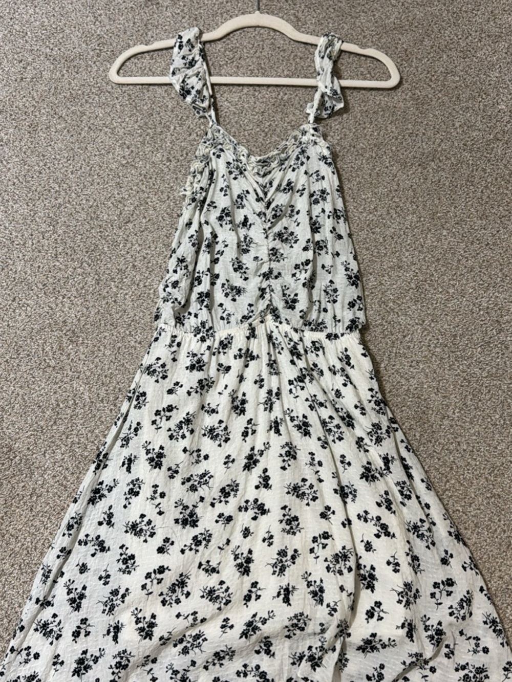 Promesa Cream Mini Dress with Black Floral Print